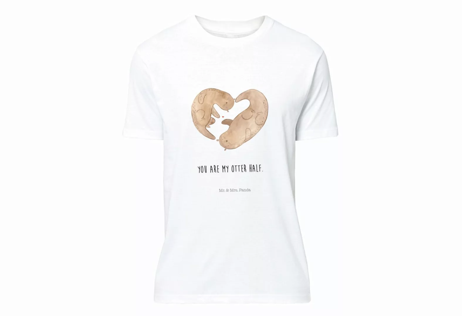 Mr. & Mrs. Panda T-Shirt Otter Herz - Weiß - Geschenk, Paar, Herrn, Seeotte günstig online kaufen