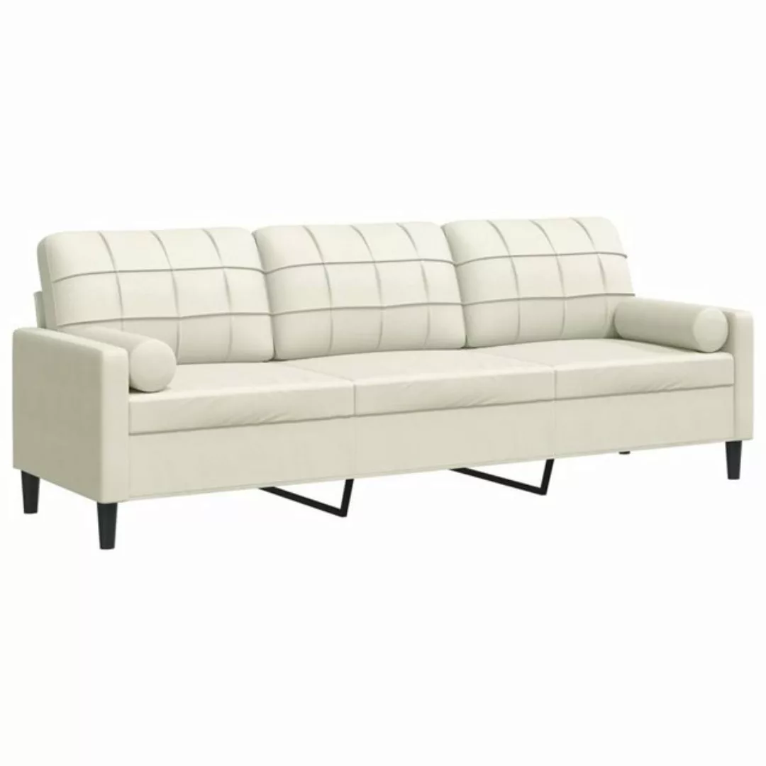 vidaXL Sofa Sofa 3-Sitzer mit Zierkissen Creme 210 cm Samt günstig online kaufen