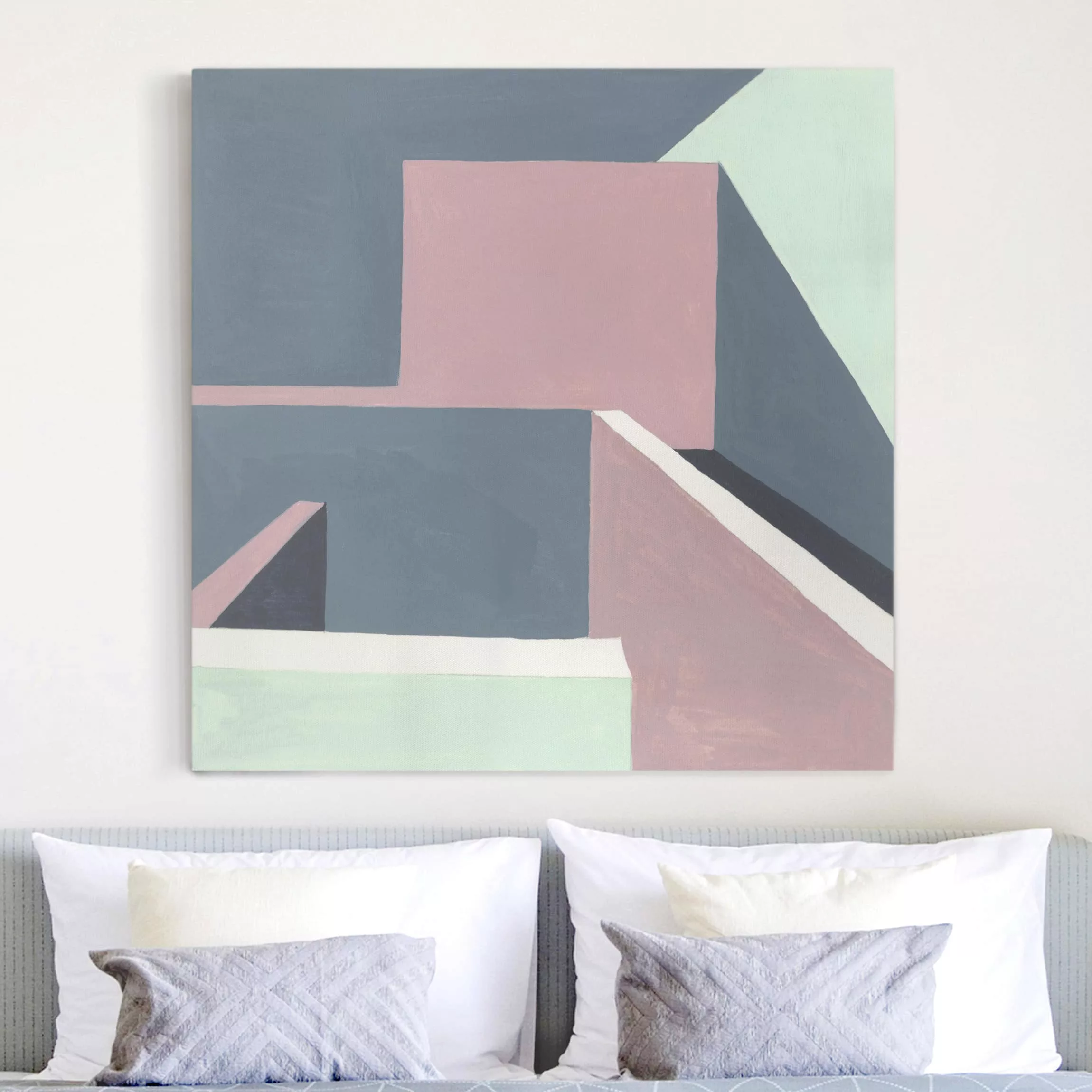 Leinwandbild Abstrakt - Quadrat Schatten der Wände II günstig online kaufen