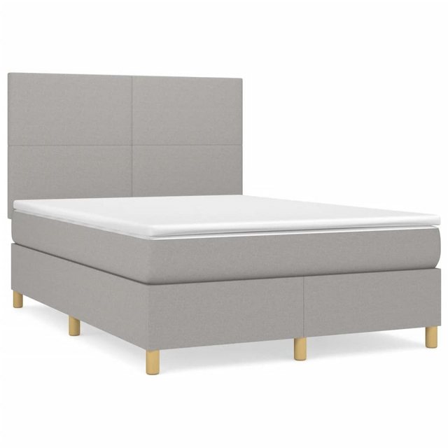 vidaXL Boxspringbett Boxspringbett mit Matratze Hellgrau 140x200 cm Stoff B günstig online kaufen