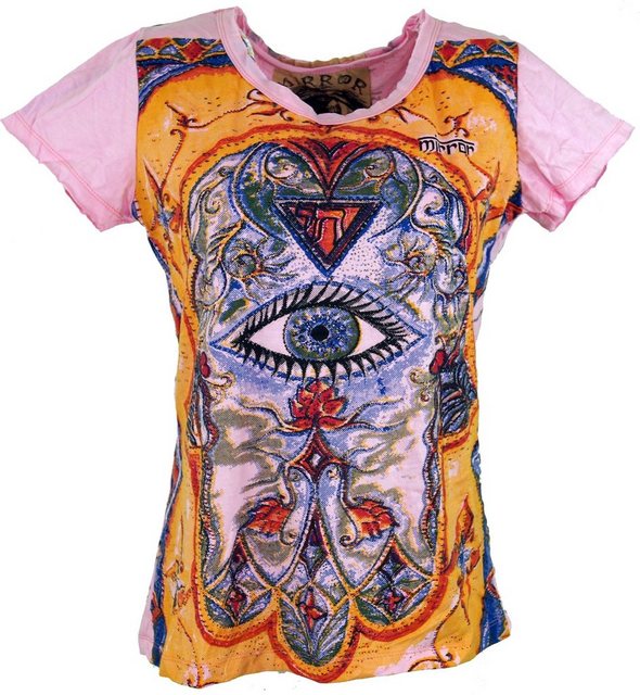 Guru-Shop T-Shirt Mirror Damen T-Shirt - Fatima rosa Festival, Goa Style, a günstig online kaufen