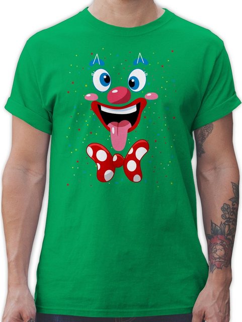 Shirtracer T-Shirt Clown Gesicht Kostüm Karneval Clownkostüm Lustig Faschin günstig online kaufen