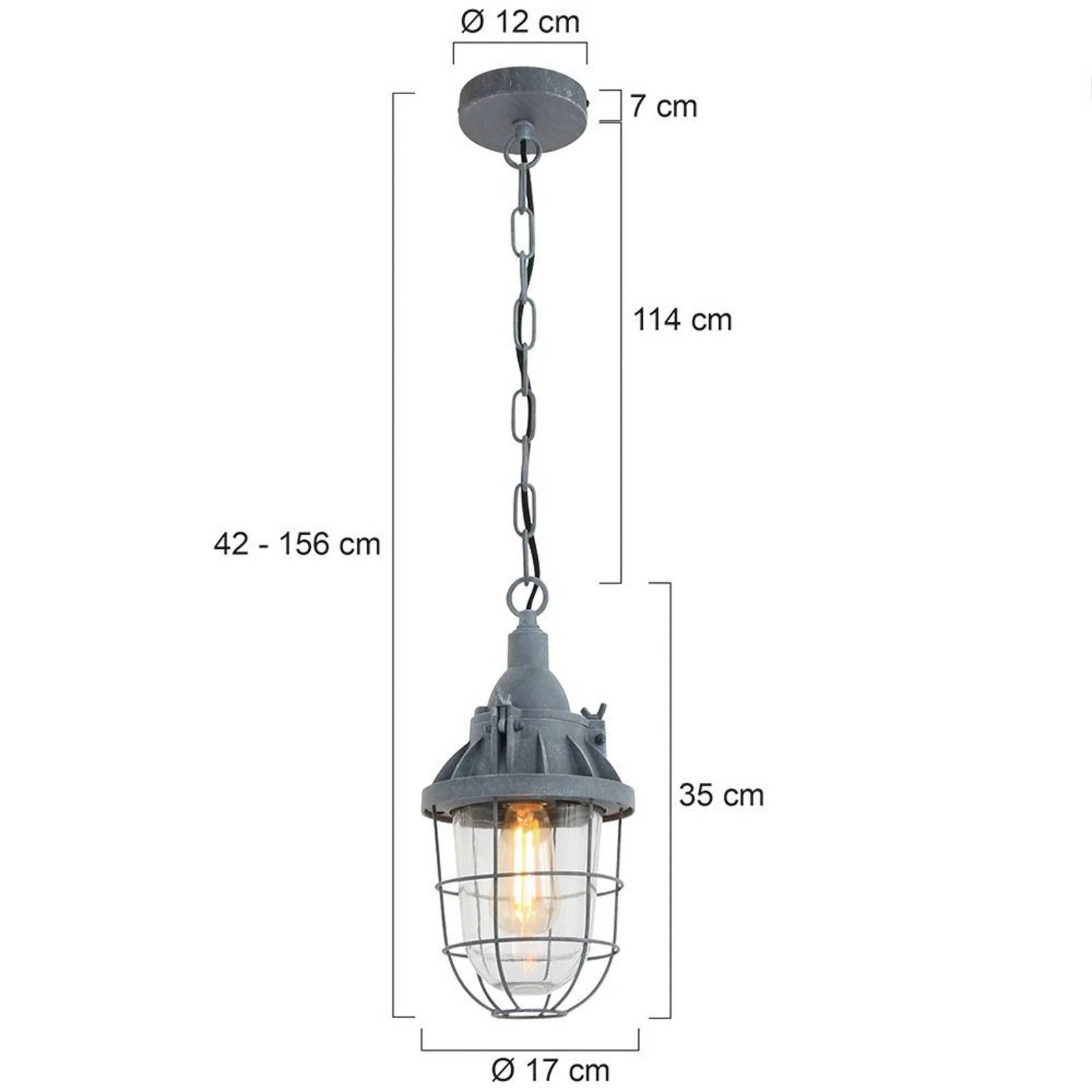 Hängeleuchte Ebbe, grau, Metall, Glas, E27 günstig online kaufen