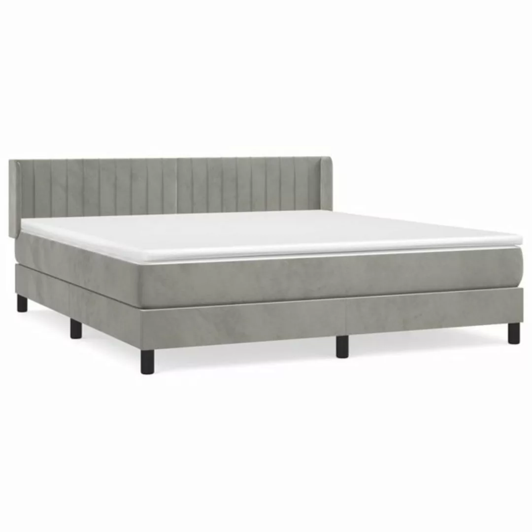 furnicato Bett Boxspringbett mit Matratze Hellgrau 180x200 cm Samt (1-tlg) günstig online kaufen