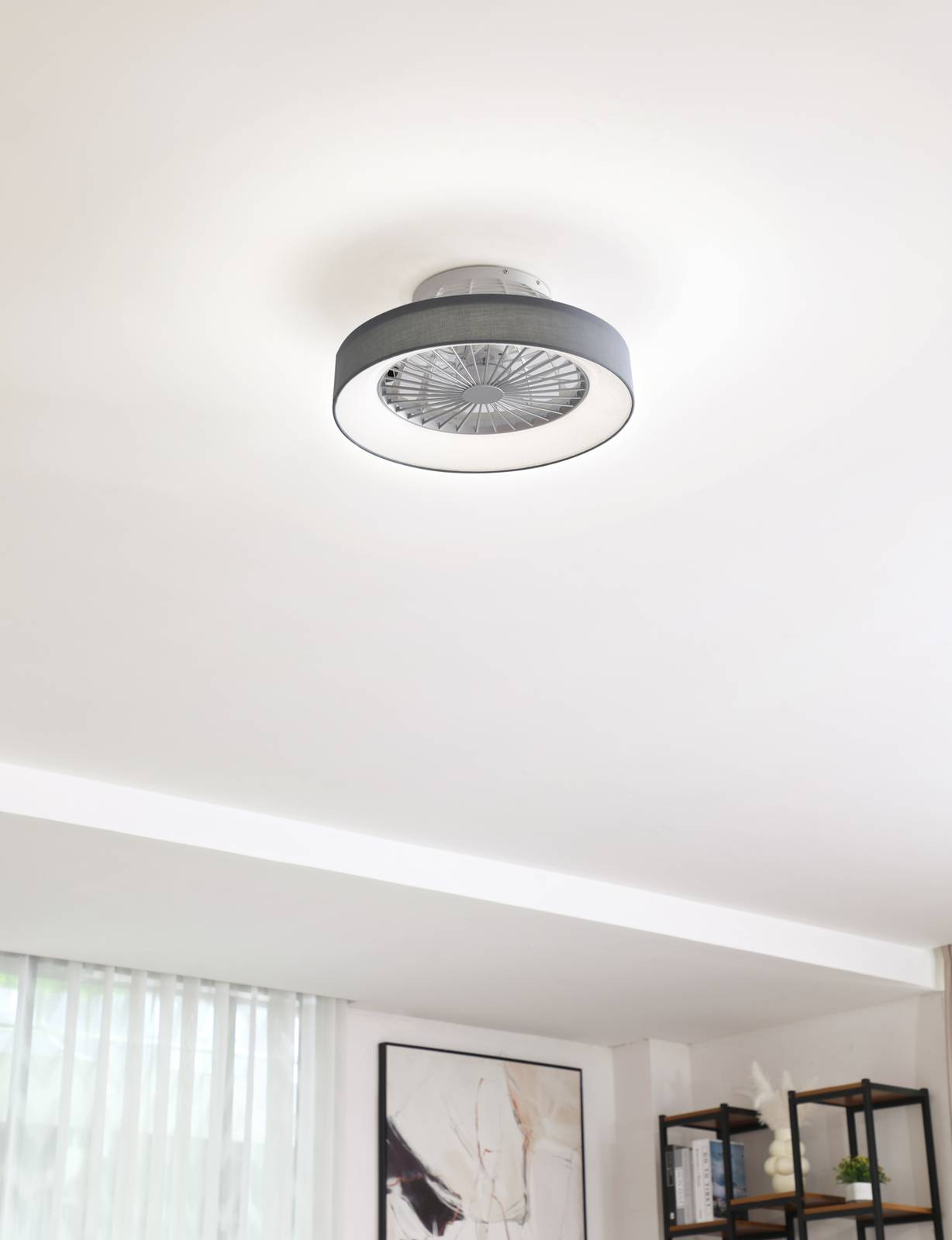 Lindby LED-Deckenventilator Mace, grau, leise, Ø 47 cm günstig online kaufen