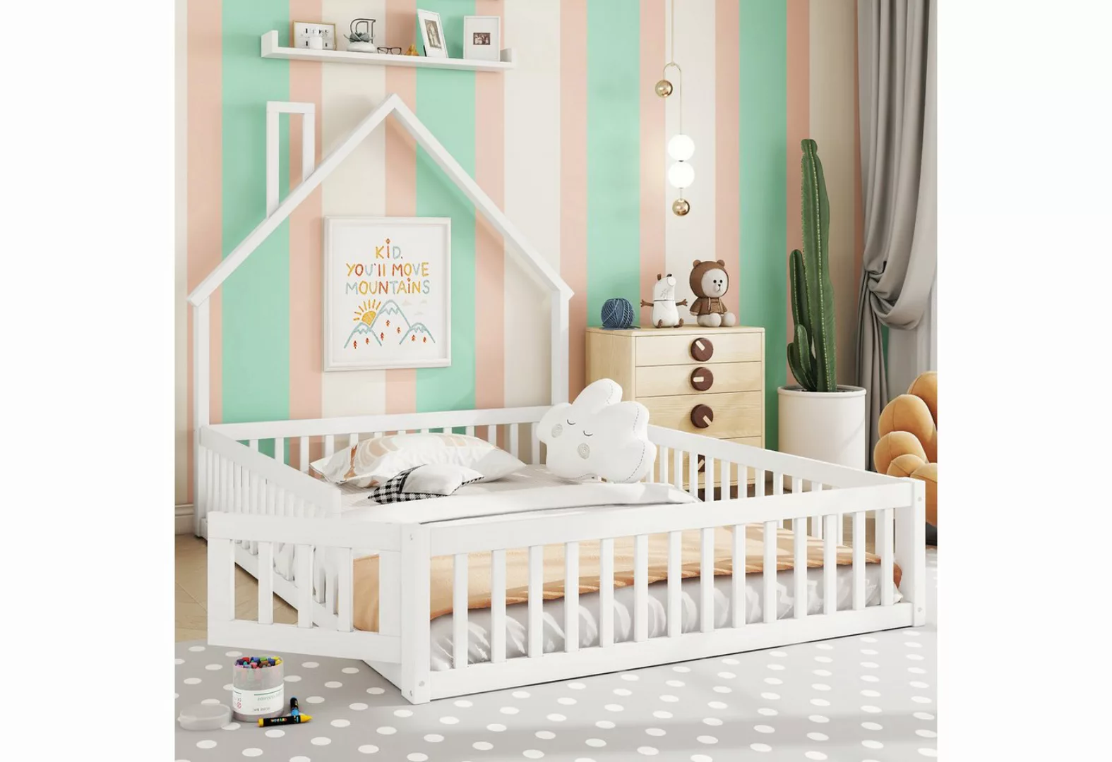 WISHDOR Kinderbett Jugendbett im minimalistischen Stil, Gästebett Hausbett günstig online kaufen