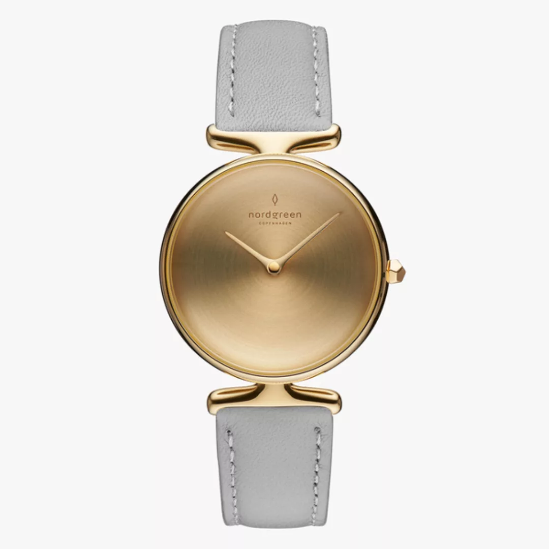 Armbanduhr Unika Gold | Mattes Edelstahl Ziffernblatt - Italienisches Leder günstig online kaufen