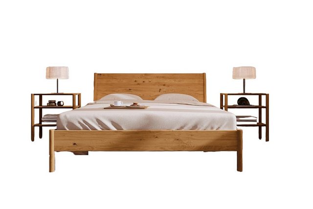 Natur24 Einzelbett Bett Zola 1 Wildeiche massiv 120x200 mit Holzkopfteil un günstig online kaufen