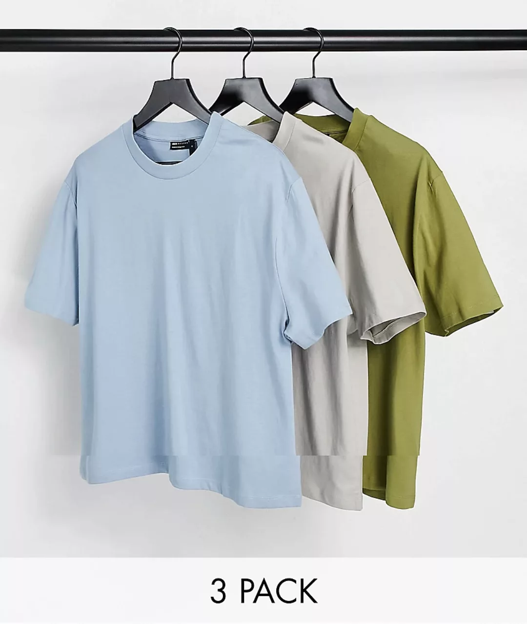 ASOS DESIGN – Locker geschnittene T-Shirts aus Bio-Baumwolle im 3er-Pack-Me günstig online kaufen