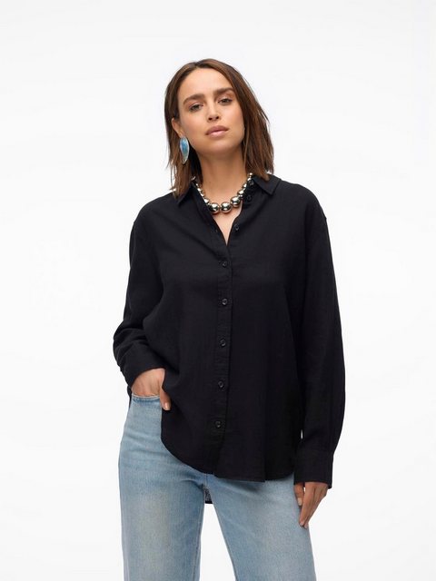 Vero Moda Blusenshirt Hemd Basic Rundhals Bluse 7319 in Schwarz günstig online kaufen