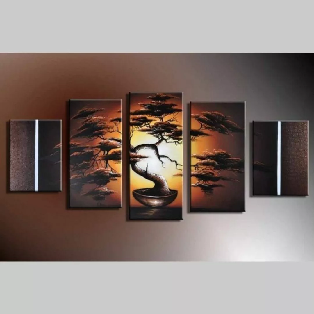 5 Leinwandbilder AFRIKA Baum (13) 150 x 70cm Handgemalt günstig online kaufen