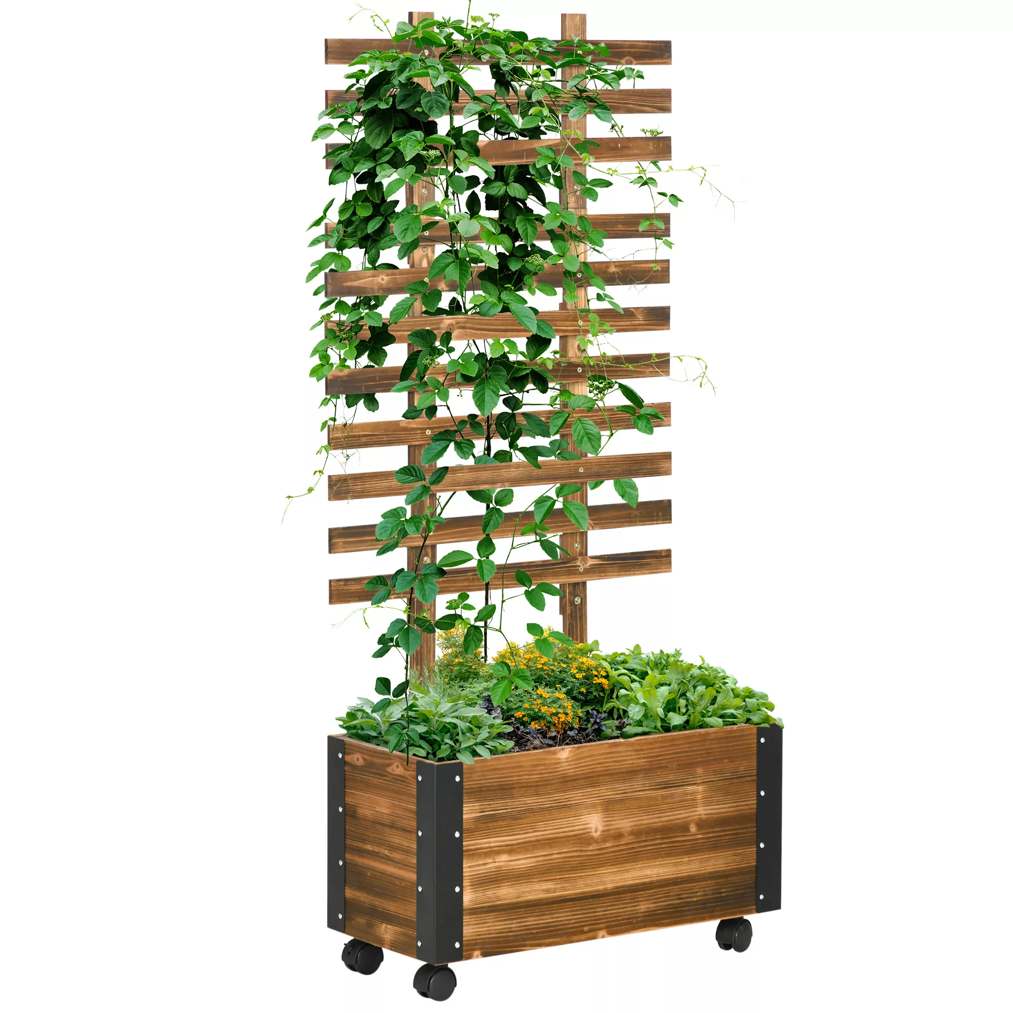 Outsunny Hochbeet mit Rankhilfe, 4 Rollen günstig online kaufen