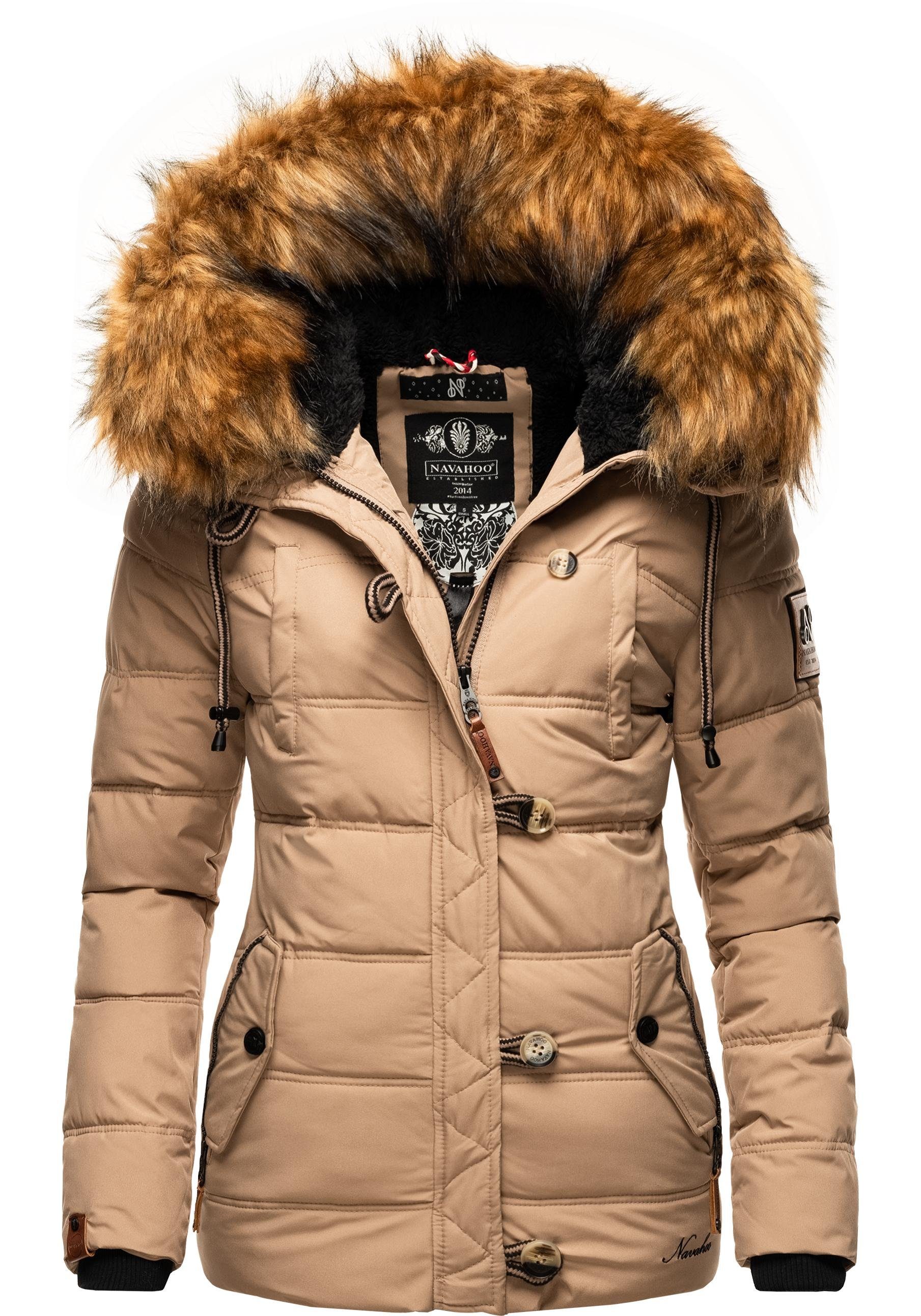 Navahoo Winterjacke "Zoja", mit Kapuze, stylische Steppjacke mit Kunstpelz günstig online kaufen