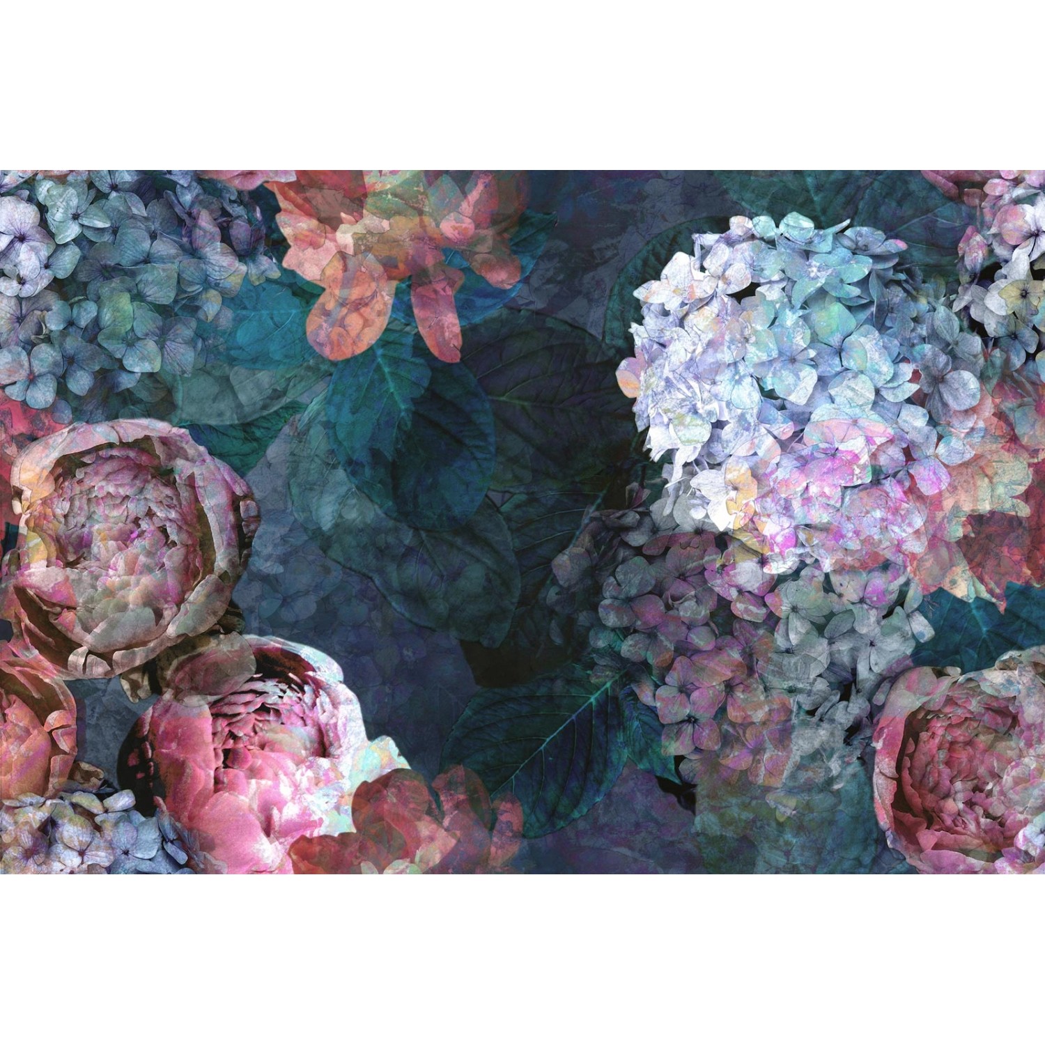Bricoflor Romantische Tapete mit Hortensie und Pfingstrosen Blumen Fototape günstig online kaufen