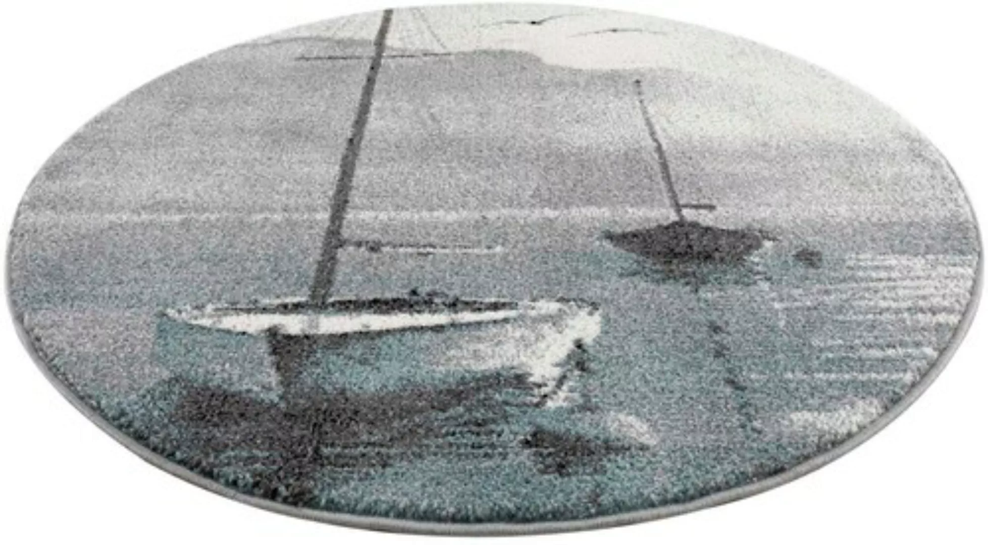 Carpet City Teppich »Savanna 9368«, rund, Flachflor, mit Segelboot, Grau günstig online kaufen