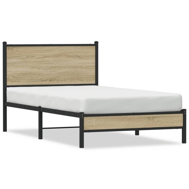 vidaXL Bett, Metallbett ohne Matratze Sonoma-Eiche 100x200 cm günstig online kaufen