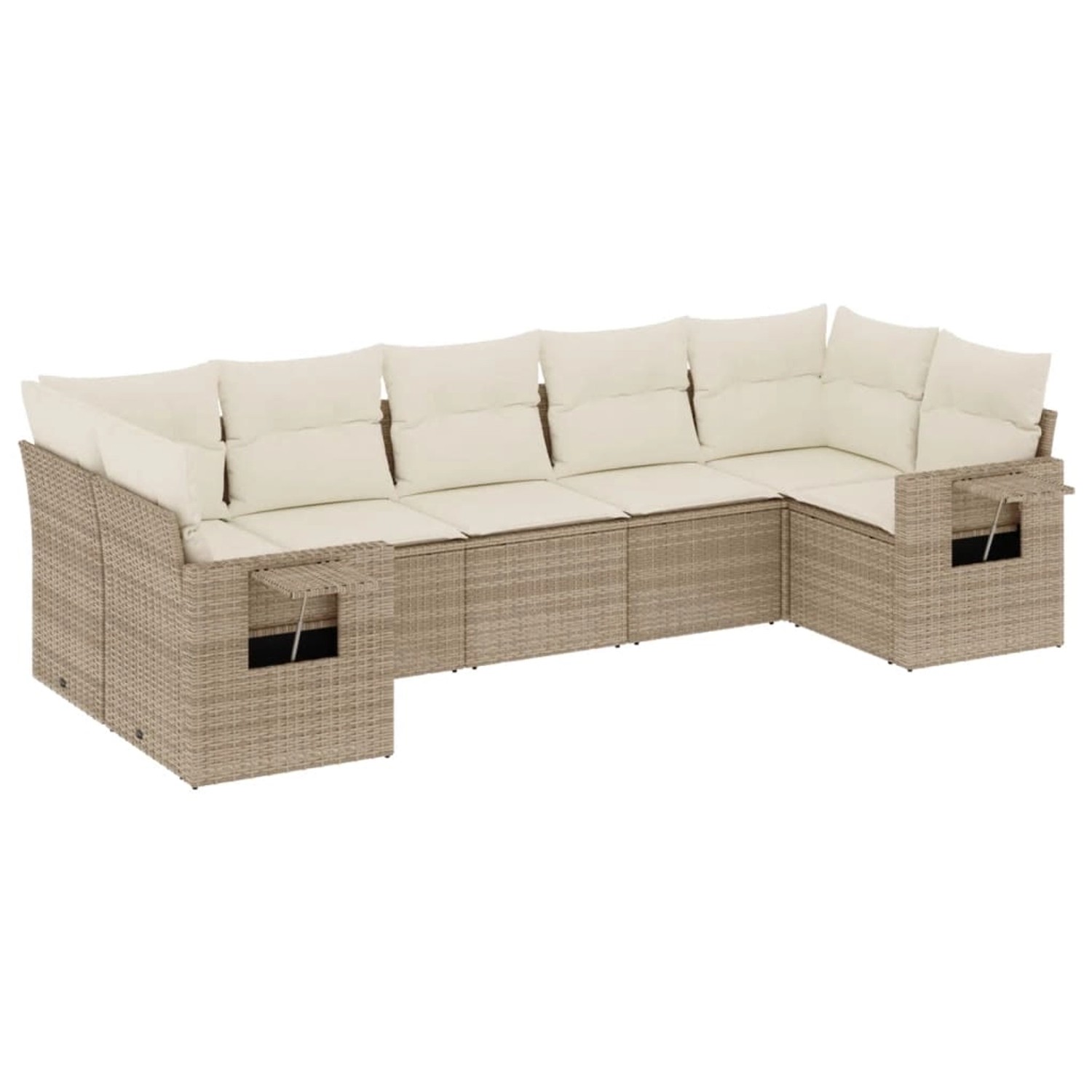 vidaXL 7-Tlg Garten-Sofagarnitur mit Kissen Beige Poly Rattan 3220587 günstig online kaufen