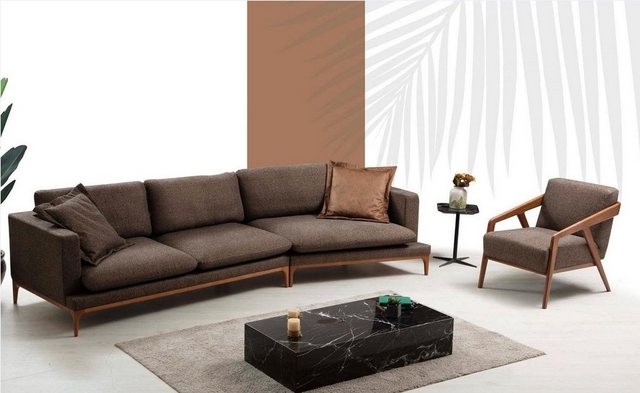 JVmoebel Ecksofa Ecksofa Sofa Wohnzimmer Sofas Stoff Luxus Eck L-Form Holz günstig online kaufen