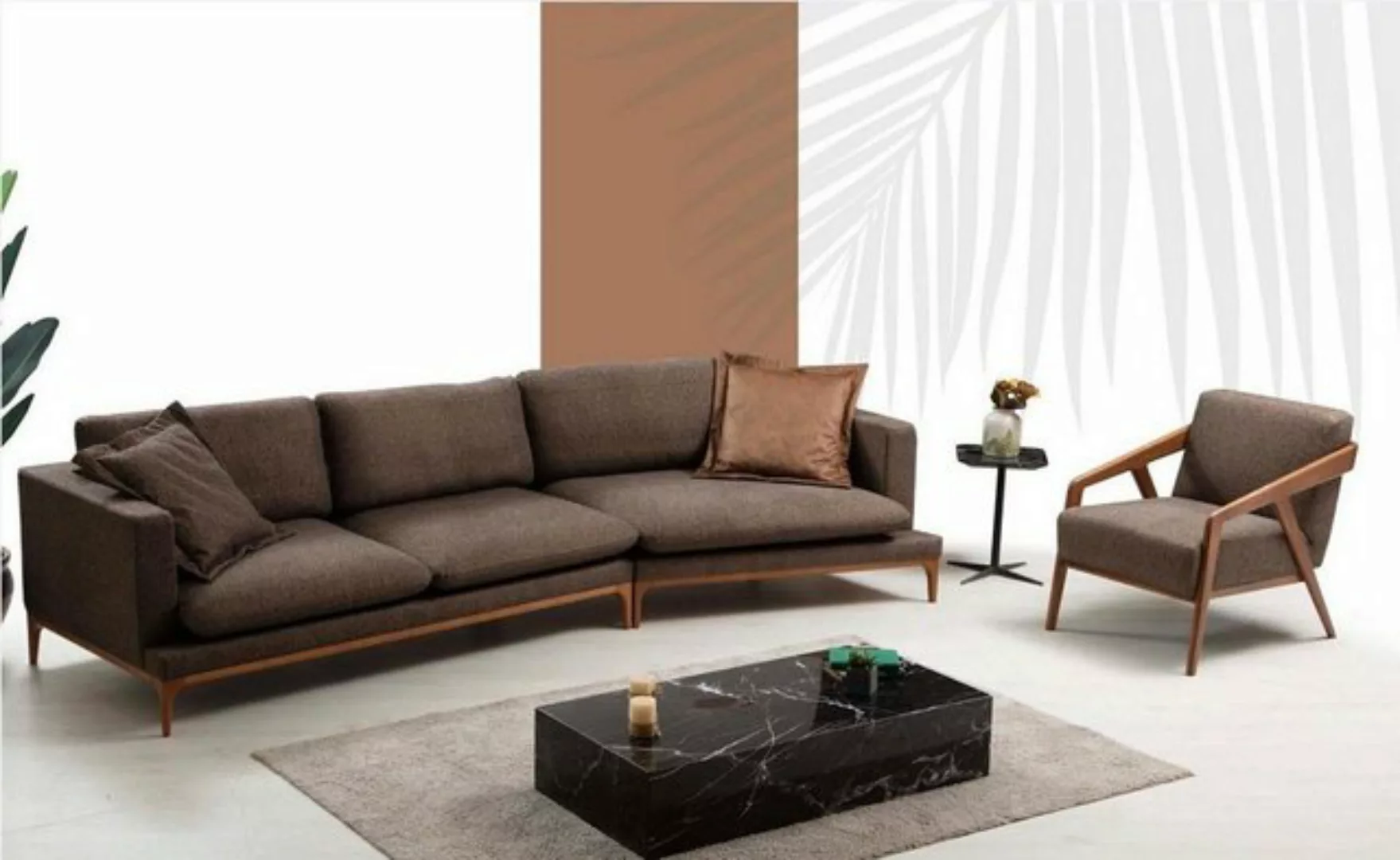 JVmoebel Ecksofa Ecksofa Sofa Wohnzimmer Sofas Stoff Luxus Eck L-Form Holz günstig online kaufen