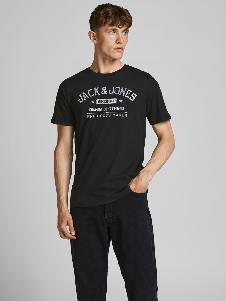 Jack & Jones Jeans Kurzarm O Hals T-shirt 2XL Dark Grey Melange / Detail Me günstig online kaufen