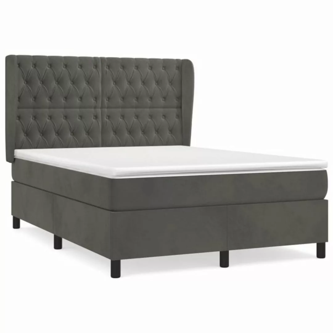 furnicato Bett Boxspringbett mit Matratze Dunkelgrau 140x200 cm Samt günstig online kaufen