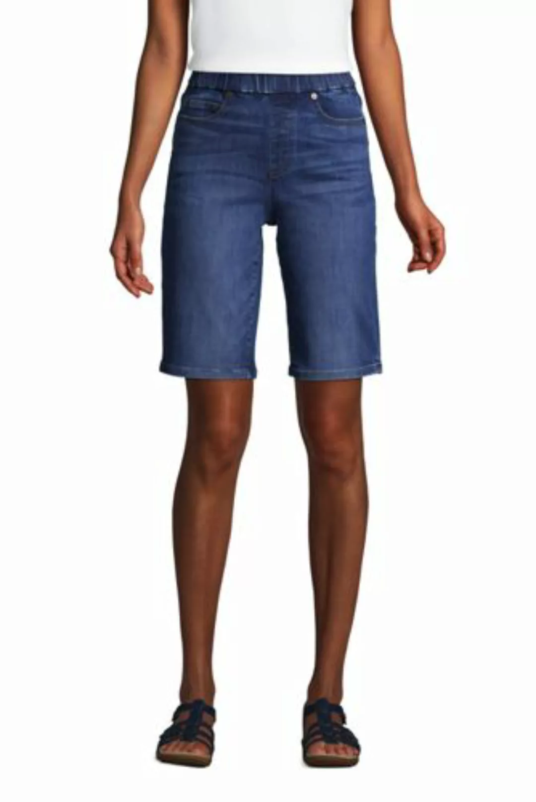 Jeans-Bermudas High Waist mit Dehnbund in großen Größen, Damen, Größe: 56 P günstig online kaufen