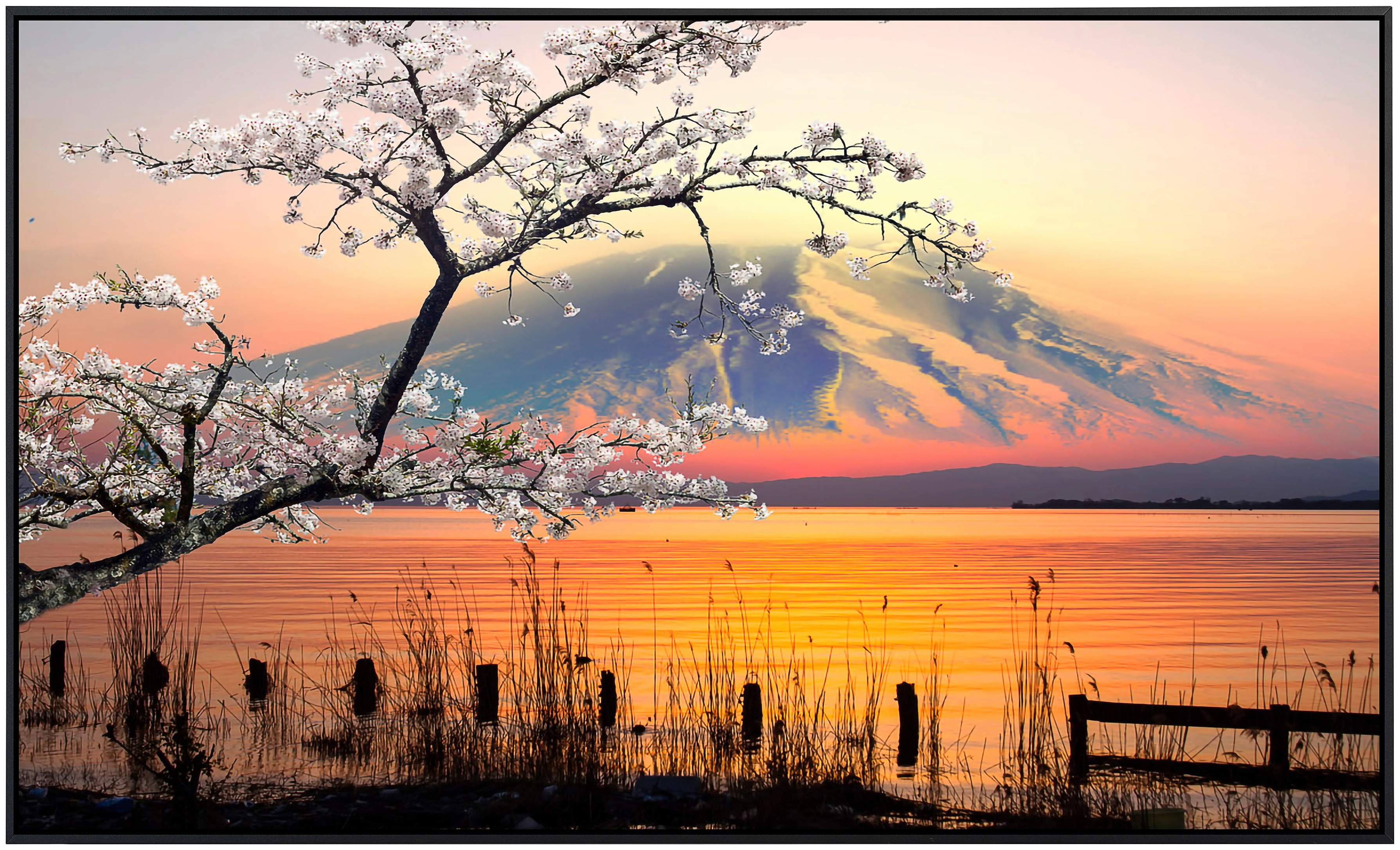Papermoon Infrarotheizung »See vor Mount Fuji«, sehr angenehme Strahlungswä günstig online kaufen