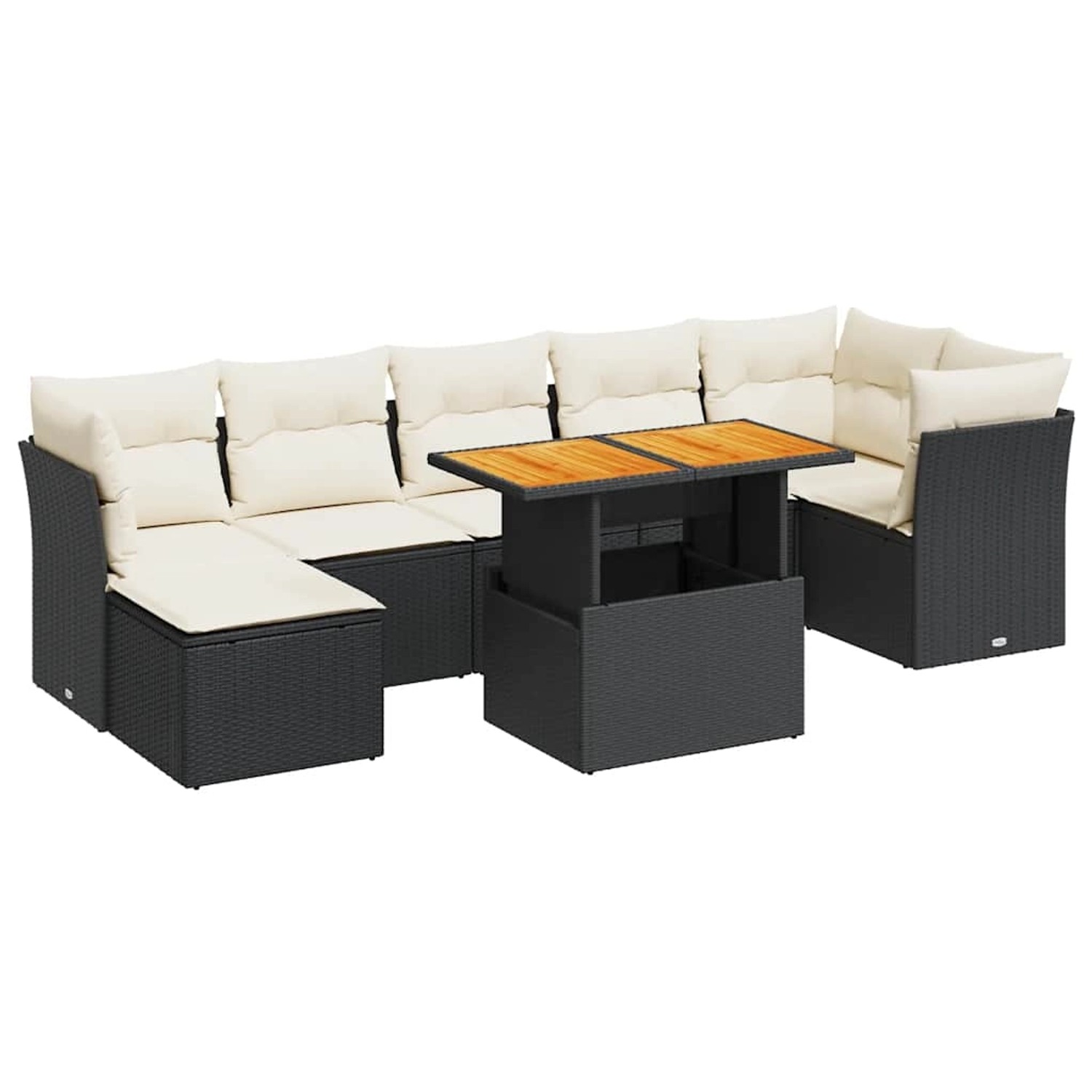 vidaXL 8-Tlg Garten-Sofagarnitur mit Kissen Schwarz Poly Rattan 3326954 günstig online kaufen