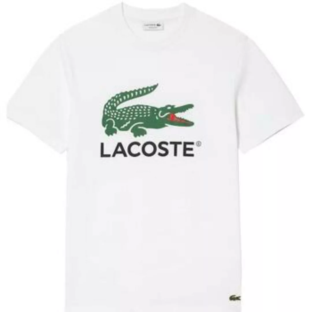 Lacoste  T-Shirts & Poloshirts Signature Print Cotton T-Shirt White günstig online kaufen