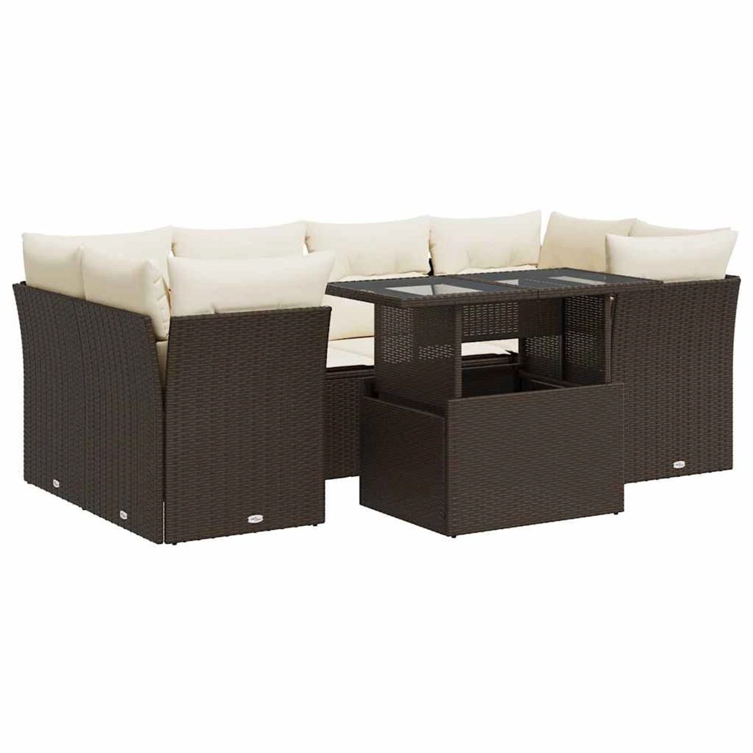 vidaXL 7-Tlg Garten-Sofagarnitur mit Kissen Braun Poly Rattan 3326114 günstig online kaufen