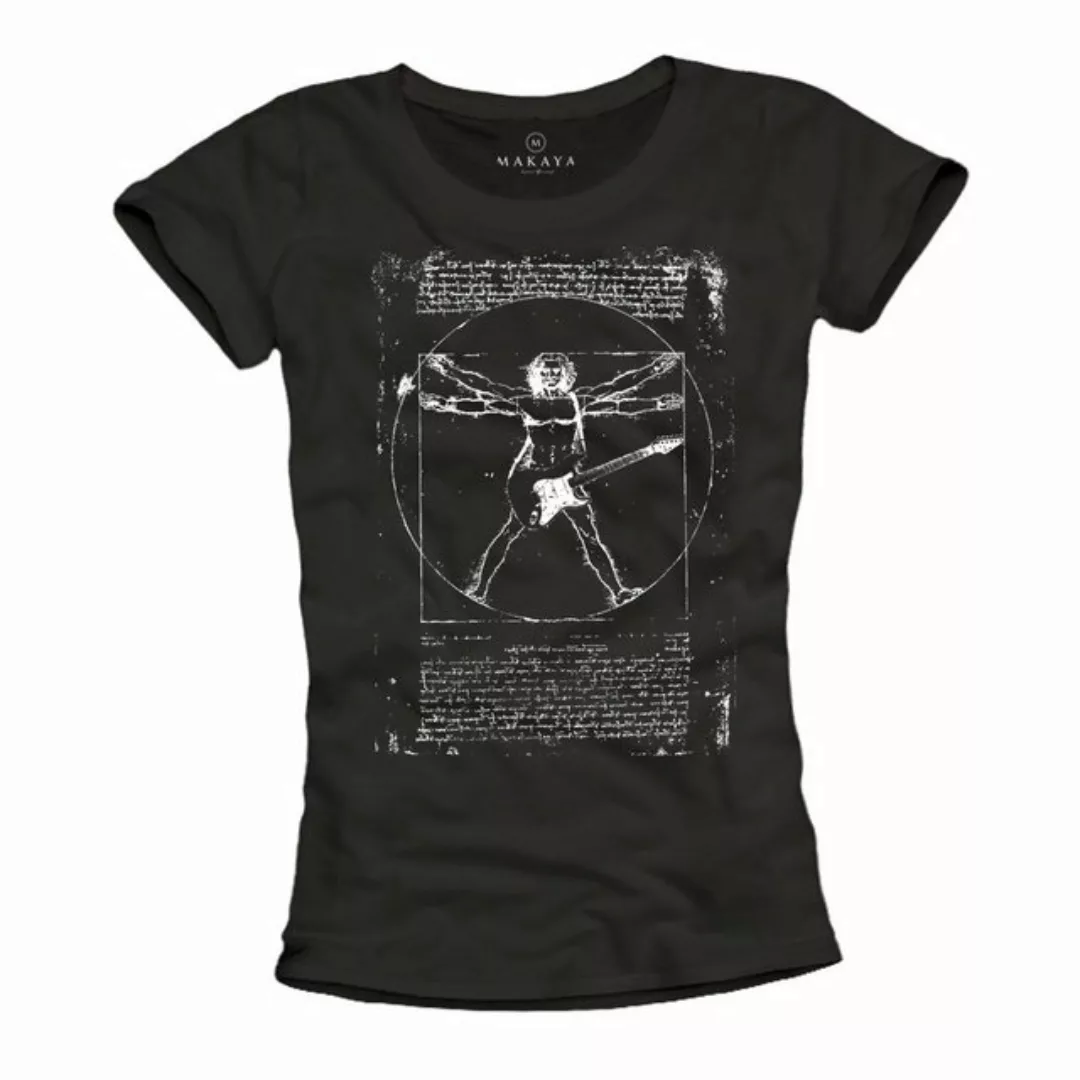 MAKAYA T-Shirt Sommer Top Vintage Musik Print Gitarre Aufdruck Coole Frauen günstig online kaufen