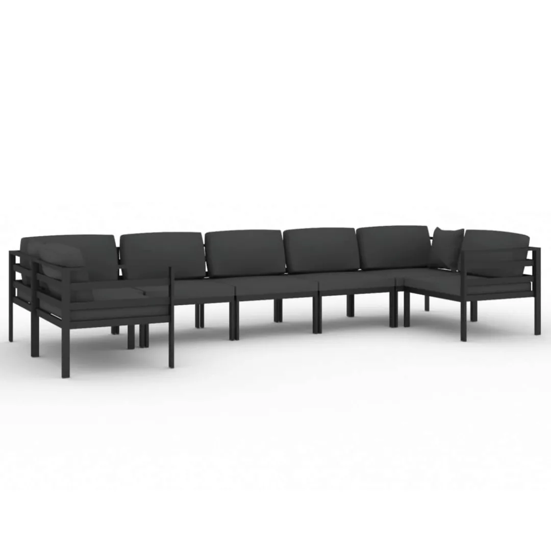 Vidaxl 7-tlg. Garten-lounge-set Mit Kissen Aluminium Anthrazit günstig online kaufen