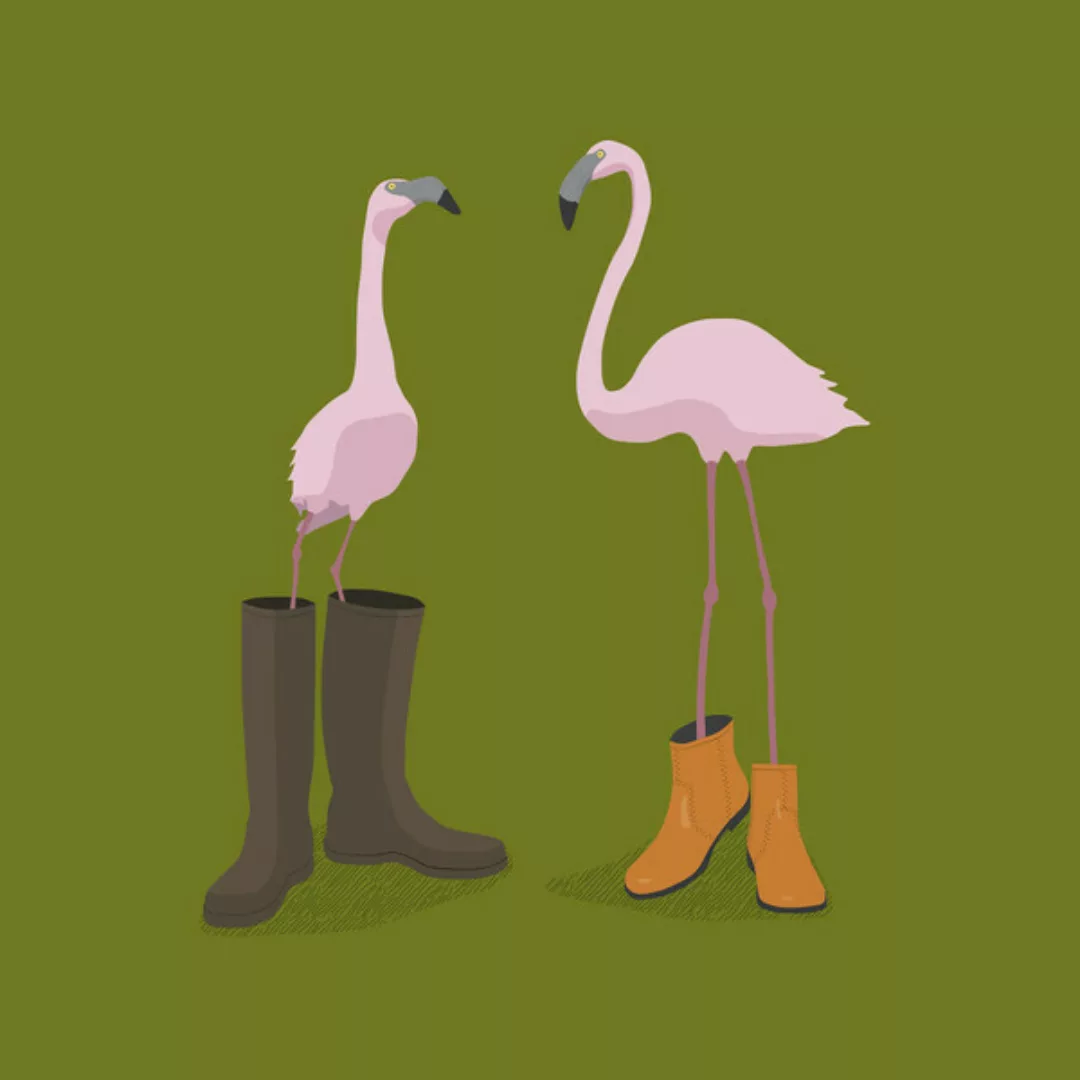 Poster / Leinwandbild - Fashion Flamingos günstig online kaufen