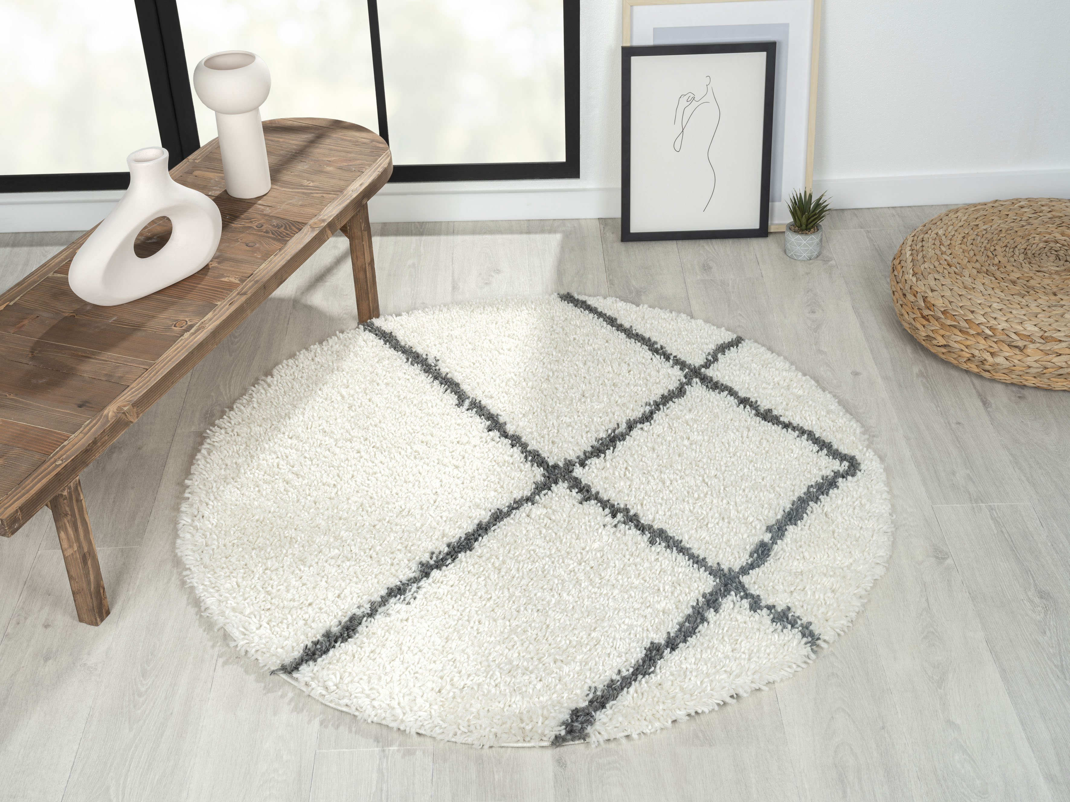 Myflair Möbel & Accessoires Hochflor-Teppich »My Shaggy Raute«, rund, 37 mm günstig online kaufen