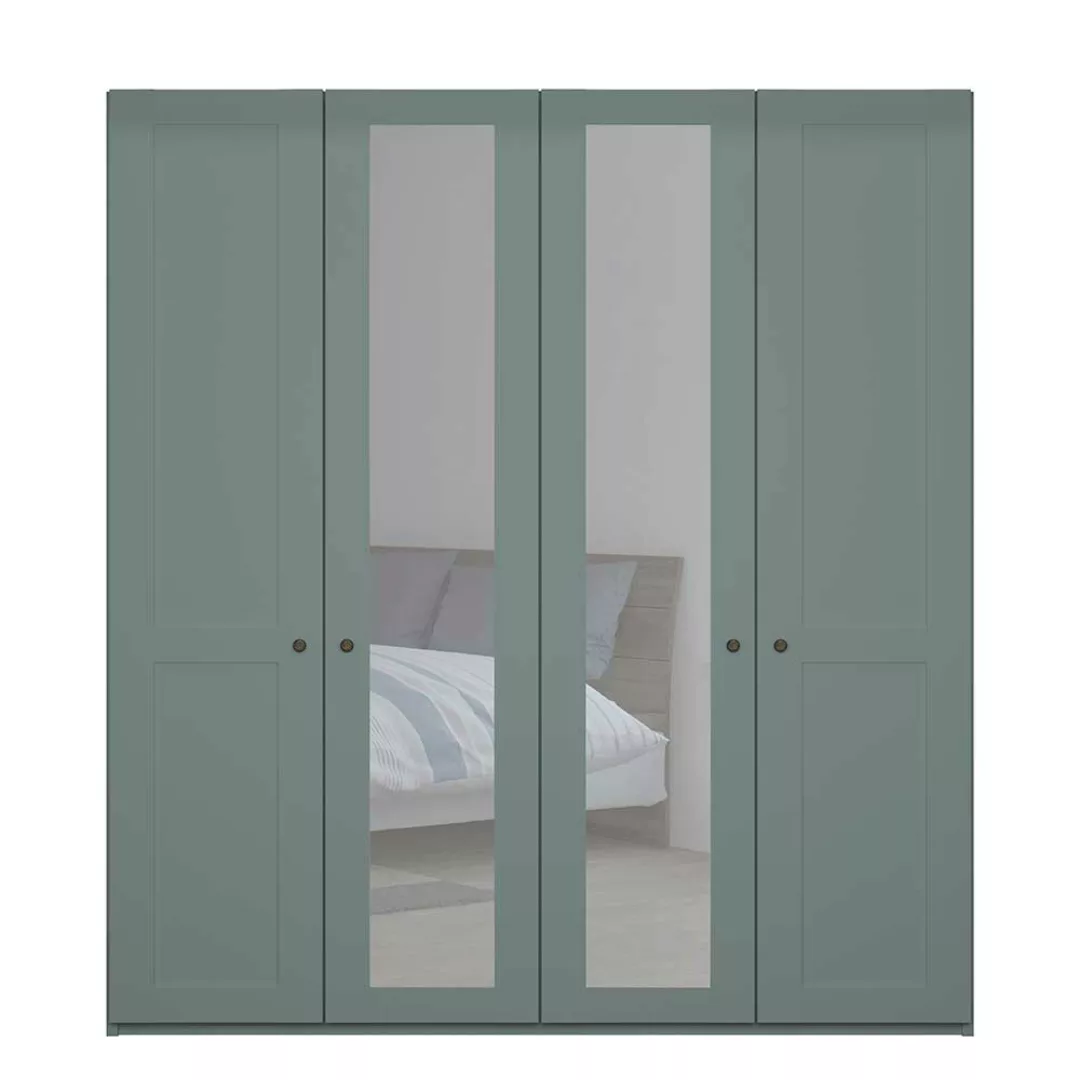 Schlafzimmerkleiderschrank Spiegel in Graugrün modernen Landhausstil günstig online kaufen
