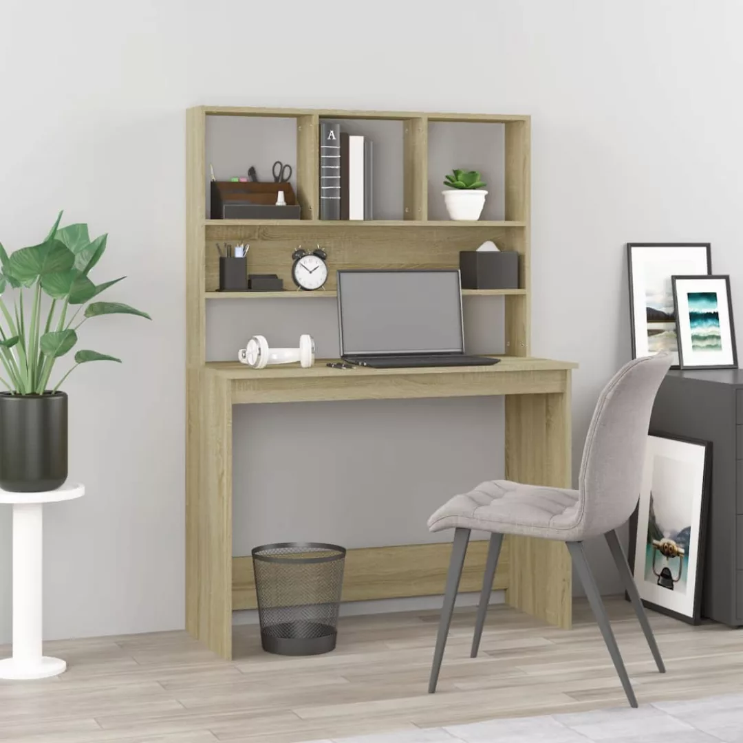 Vidaxl Schreibtisch Mit Regal Sonoma-eiche 102x45x148 Cm Holzwerkstoff günstig online kaufen