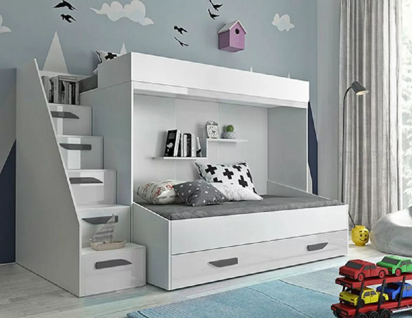 Feldmann-Wohnen Hochbett PARTY (Etagenbett, mit Bettschublade) Farbe wählba günstig online kaufen