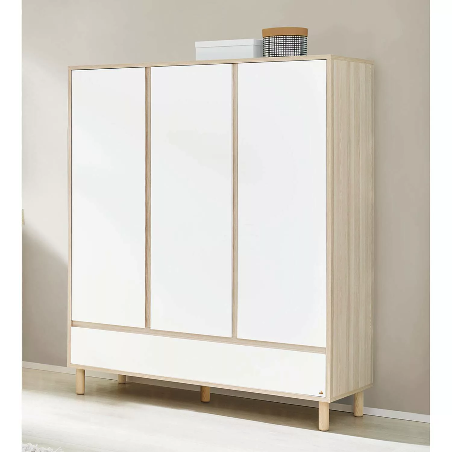 Lomadox Kleiderschrank FERRARA-134 Babyzimmer in weiß mit Esche Dekor, B/H/ günstig online kaufen