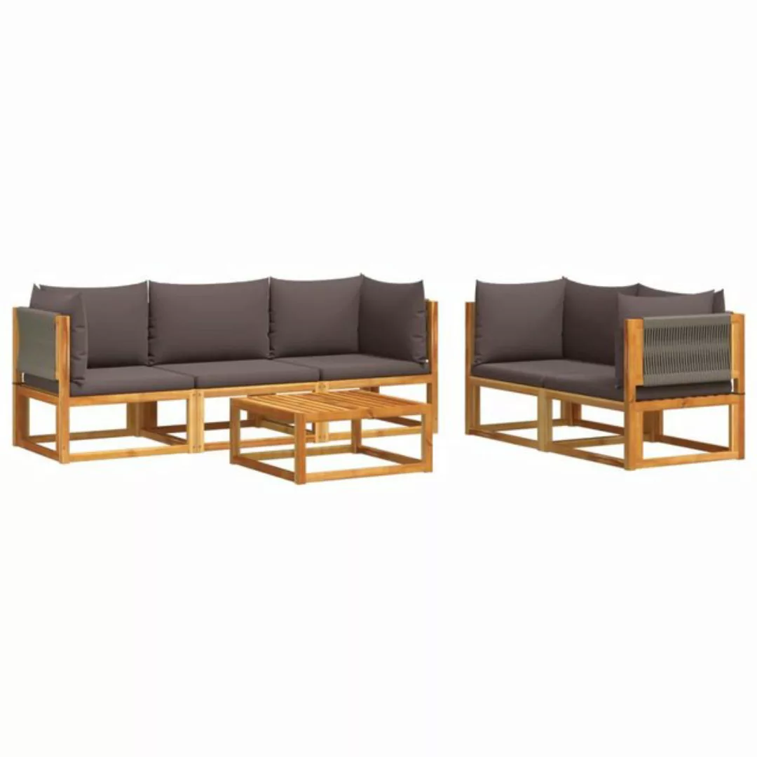 vidaXL Loungesofa 6-tlg. Garten-Sofagarnitur mit Kissen Massivholz, 1 Teile günstig online kaufen