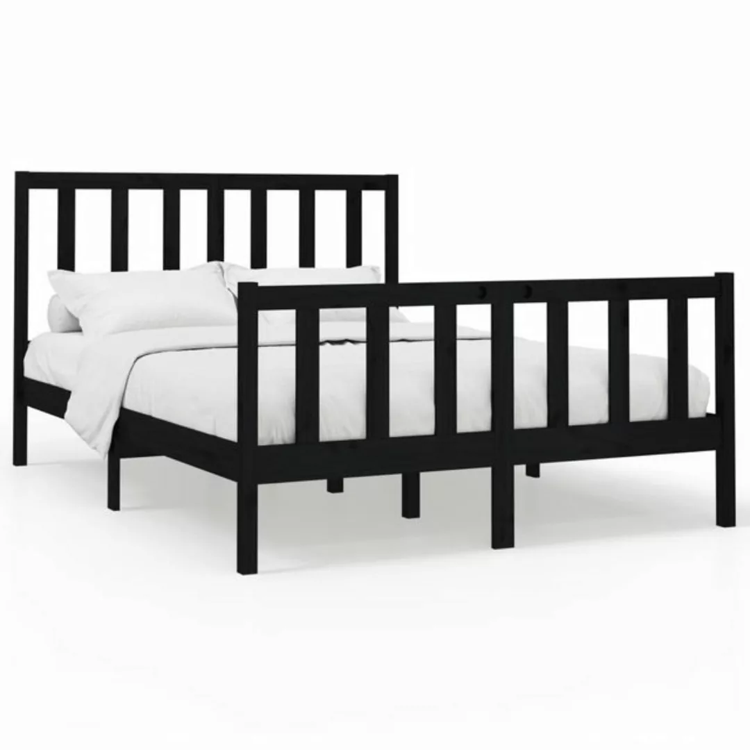 furnicato Bett Massivholzbett Schwarz Kiefer 140x190 cm günstig online kaufen