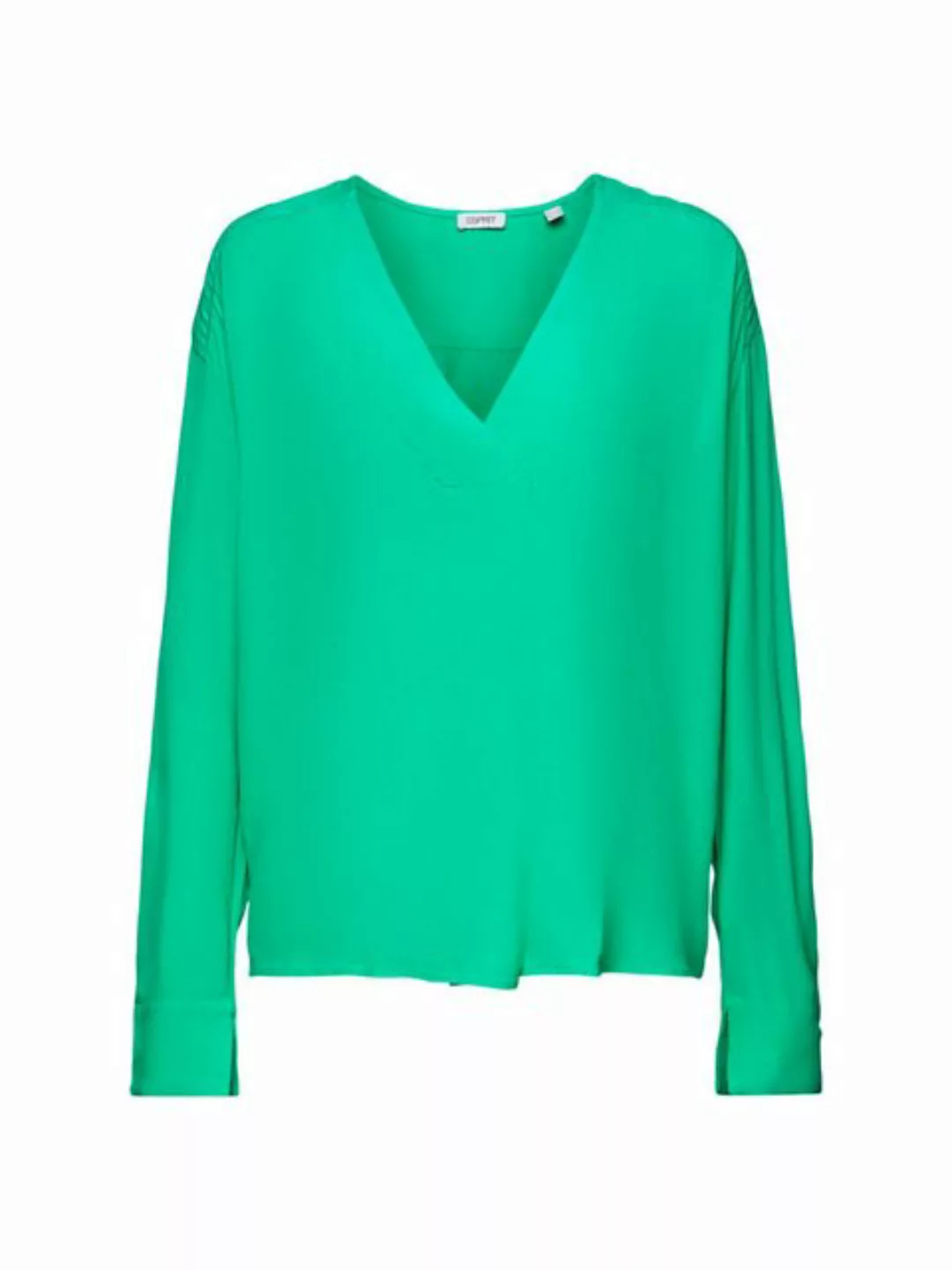 Esprit Langarmbluse Crêpe-Bluse mit V-Ausschnitt günstig online kaufen