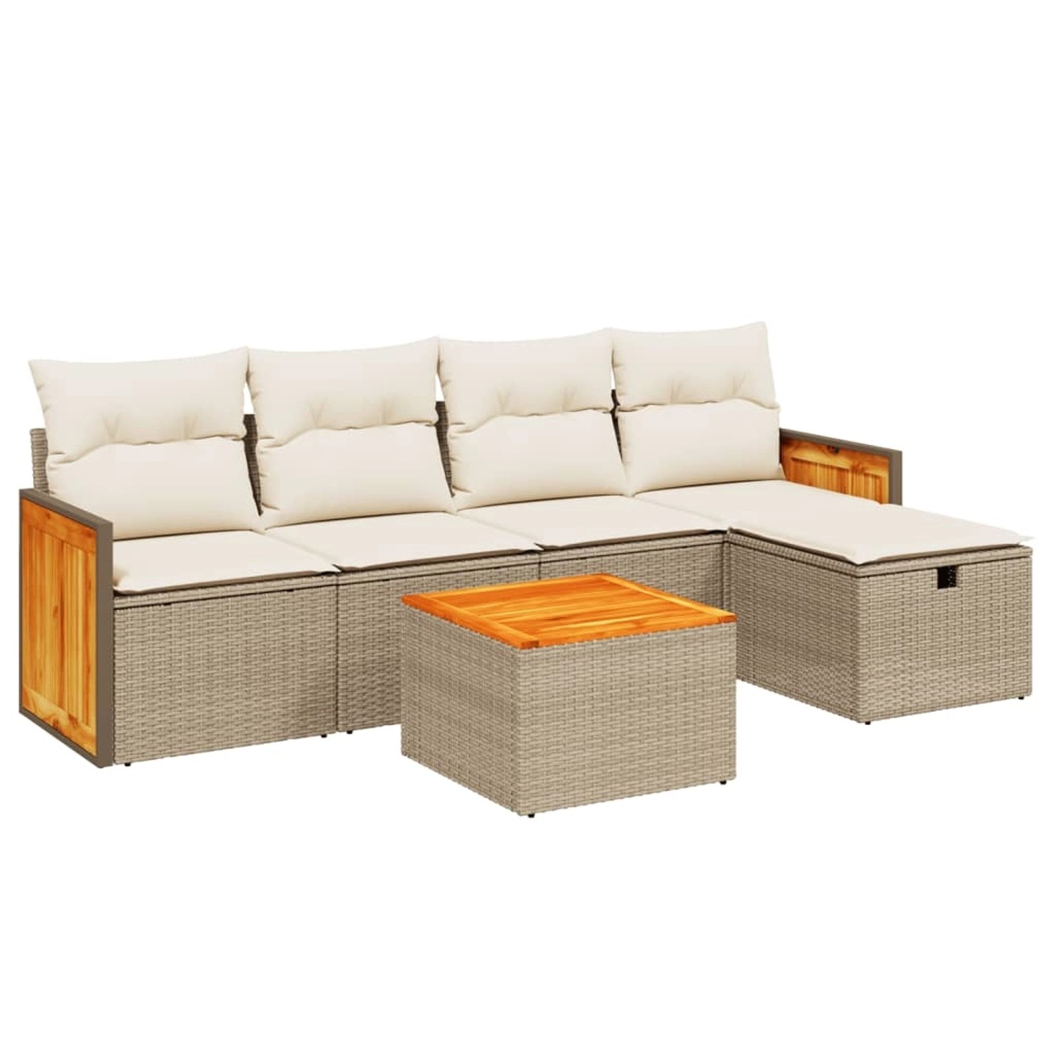 vidaXL 6-Tlg Garten-Sofagarnitur mit Kissen Beige Poly Rattan 3265727 günstig online kaufen