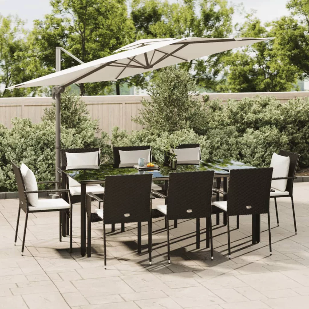 Vidaxl 9-tlg. Garten-essgruppe Mit Kissen Schwarz Poly Rattan günstig online kaufen