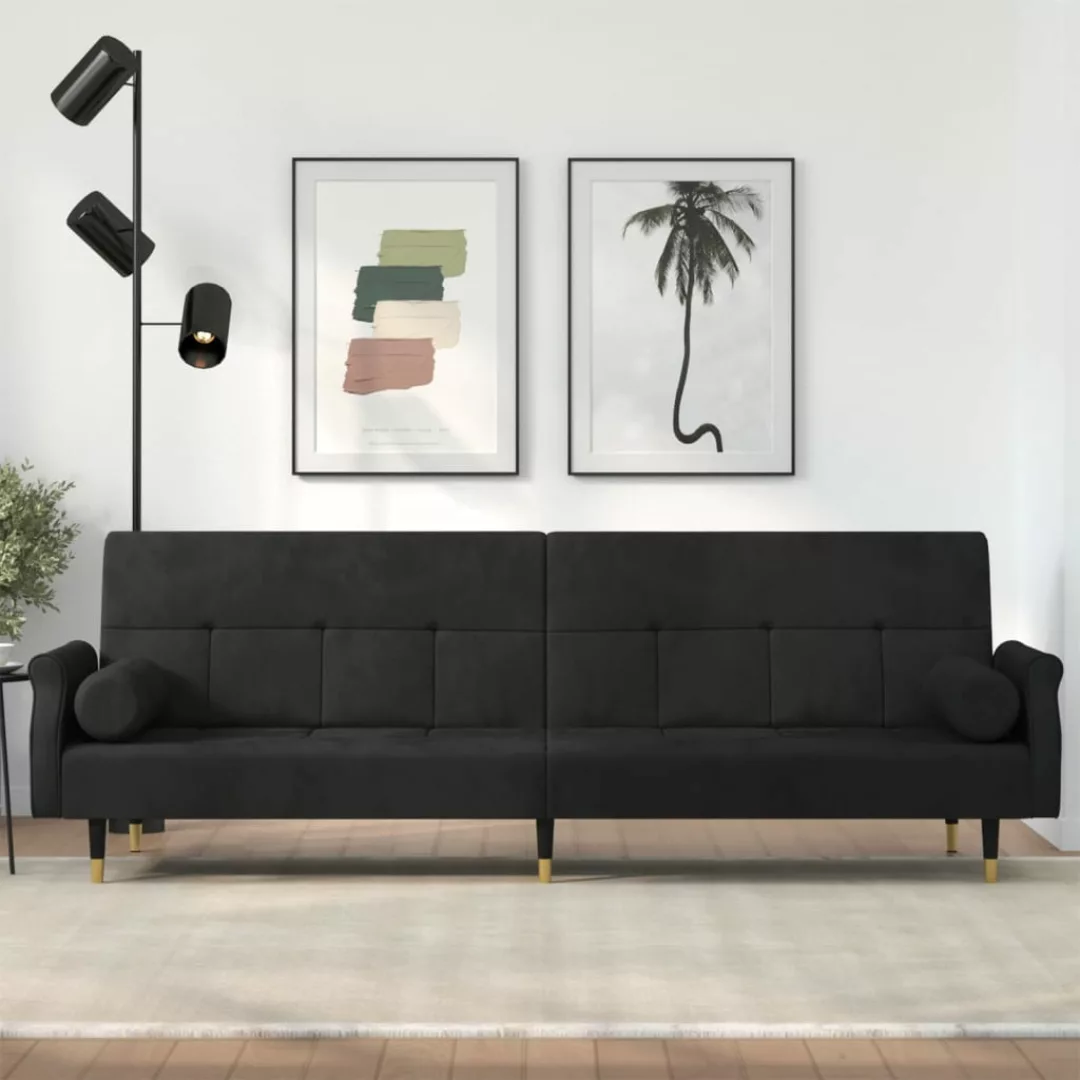 vidaXL Sofa Schlafsofa mit Kissen Schwarz Samt Gästebett Gästesofa Schlafco günstig online kaufen