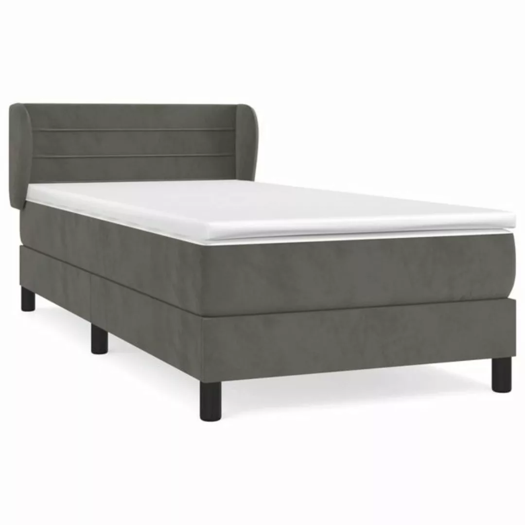 vidaXL Boxspringbett Boxspringbett mit Matratze Dunkelblau 90x200 cm Samt B günstig online kaufen