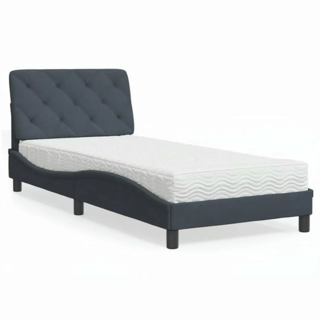 vidaXL Bett Bett mit Matratze Hellgrau 90x200 cm Samt günstig online kaufen