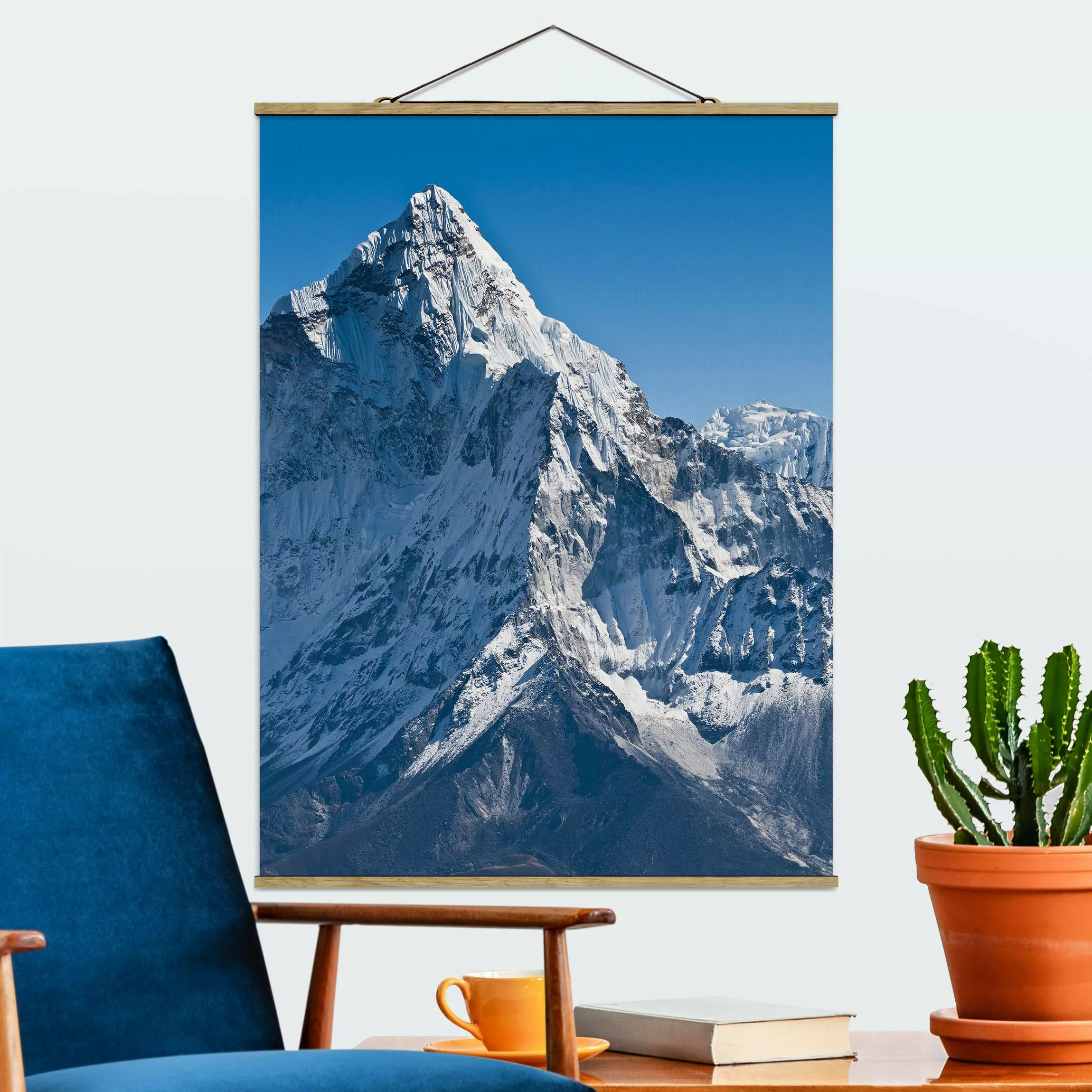 Stoffbild Berge mit Posterleisten - Hochformat Der Himalaya günstig online kaufen