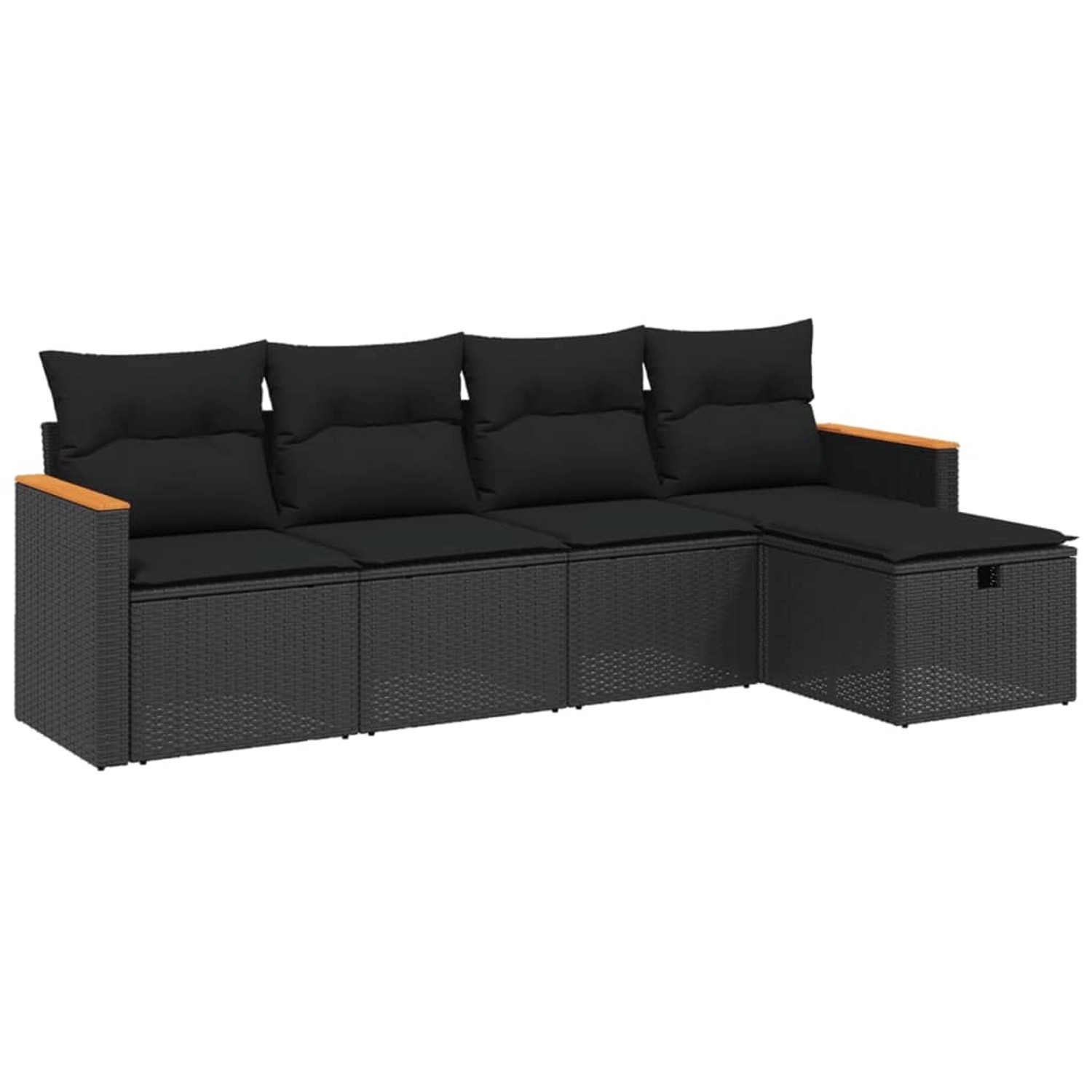 vidaXL 5-tlg Garten-Sofagarnitur mit Kissen Schwarz Poly Rattan Modell 100 günstig online kaufen