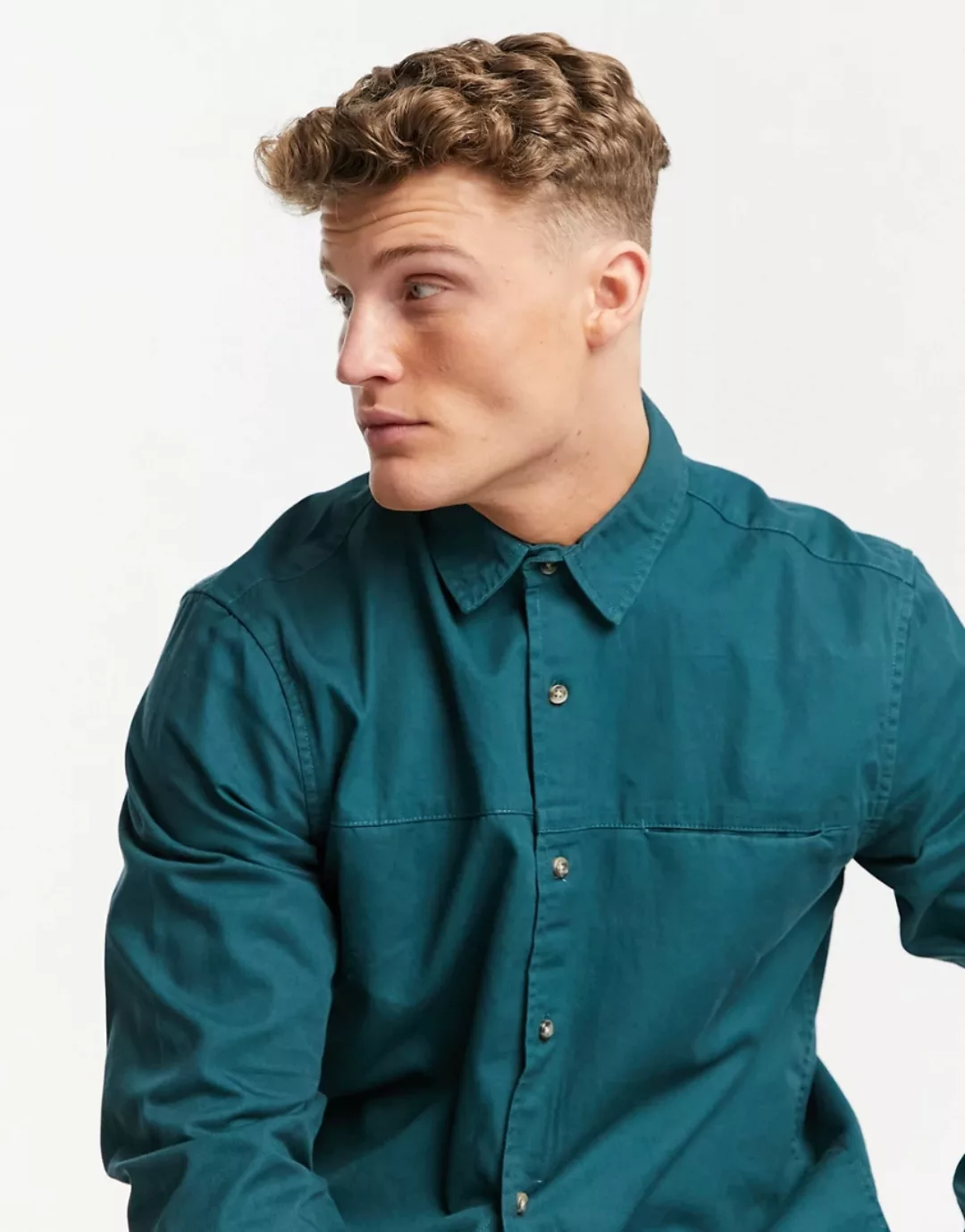 Topman – Twillhemd mit schmalem Schnitt in Blau günstig online kaufen