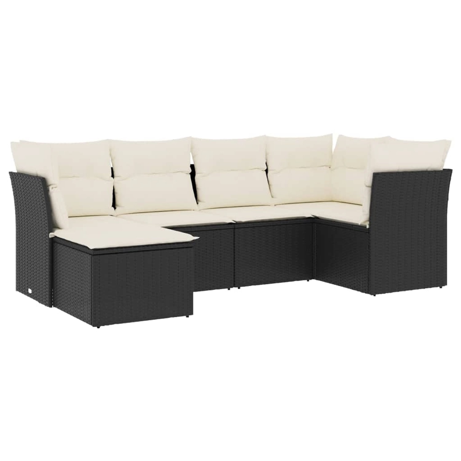 vidaXL 6-Tlg Garten-Sofagarnitur mit Kissen Schwarz Poly Rattan 3249785 günstig online kaufen